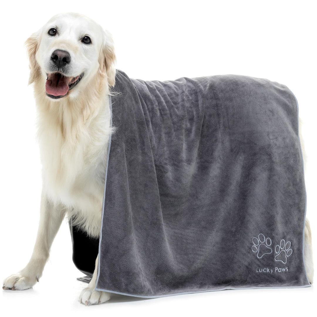 Lucky Paws® Hundehandtuch - 140x70cm XL Hundehandtuch extra saugfähig - schnell trocknend, luxuriös