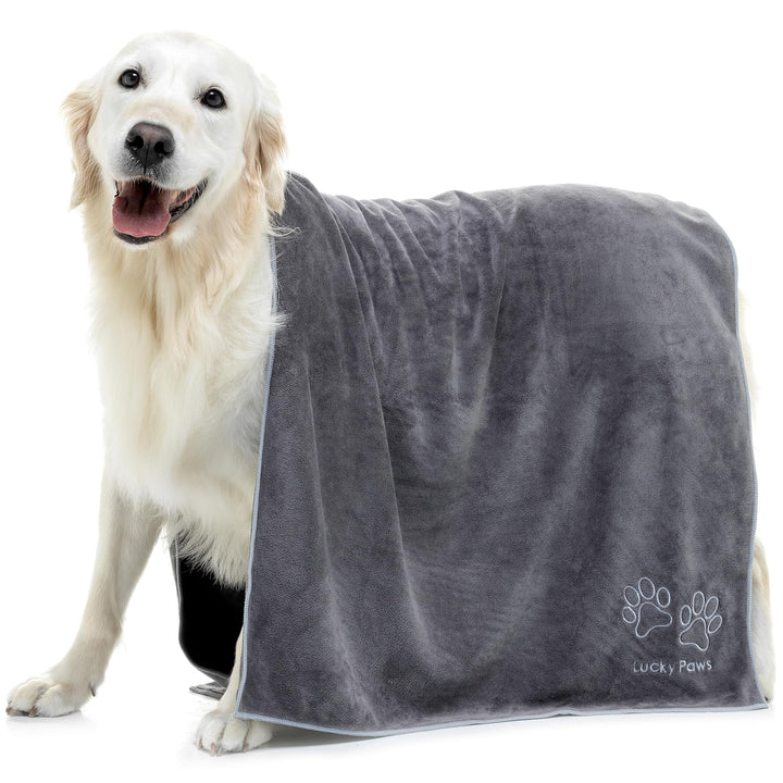 Lucky Paws® Hundehandtuch - 140x70cm XL Hundehandtuch extra saugfähig - schnell trocknend, luxuriös