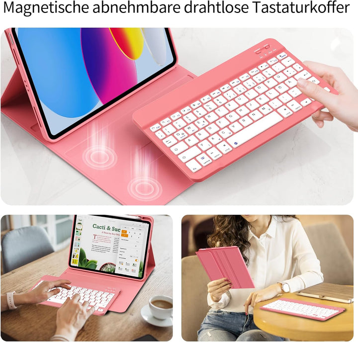 Tastatur Hülle für iPad 11. Generation 2025 A16, iPad 10. Generation 2022 10,9 Zoll, Weiche TPU Hüll