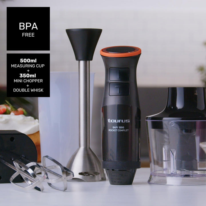 Taurus BAPI 1200 Rocket - Stabmixer 1200W | 20 Geschwindigkeitsstufen | Turbofunktion | Edelstahlkli
