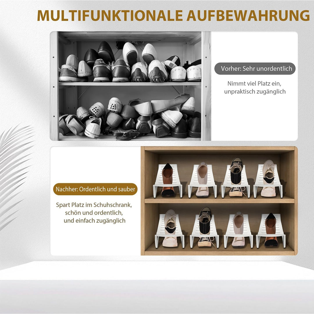 30x rutschfest Schuhregale Schuhschlitze Organizer für Schrank Schuhhalter Stapelbar Schuhorganizer