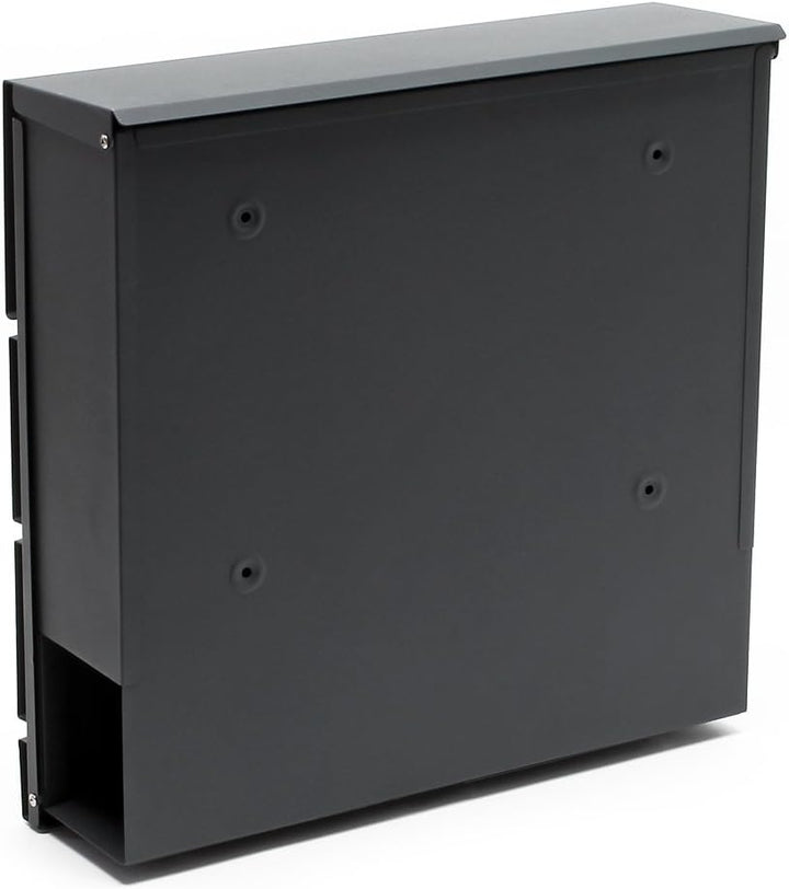 Wiltec Designer Briefkasten V16 Anthrazit 370 x 105 x 370 mm, Wandbriefkasten mit Schloss und Zeitun