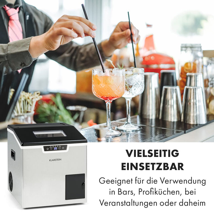 Klarstein Eiswürfelmaschine Klein, 3L Eiswürfelbereiter, Eiswürfelmaschine für 20kg Crushed Eis & Ei