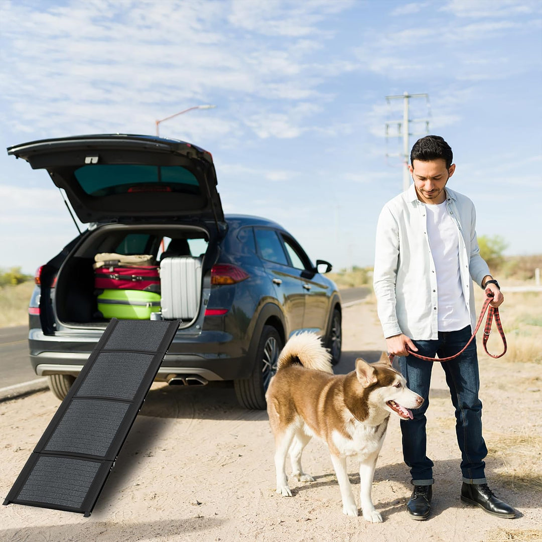 Aufun 157x44 cm Auto Hunderampe Klappbar,Hundetreppe Auto mit Rutschfester Teppichoberfläche, Tragba