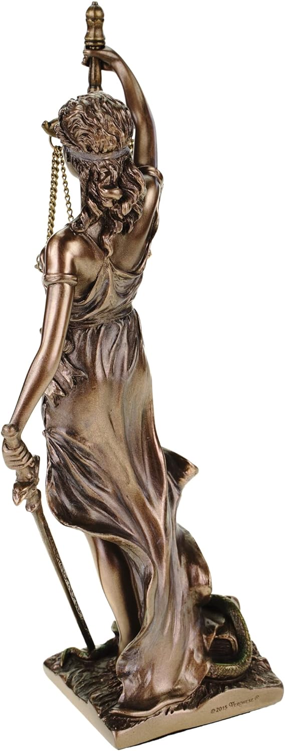 Veronese Justitia Göttin der Gerechtigkeit Bronziert Figur 21cm Poly