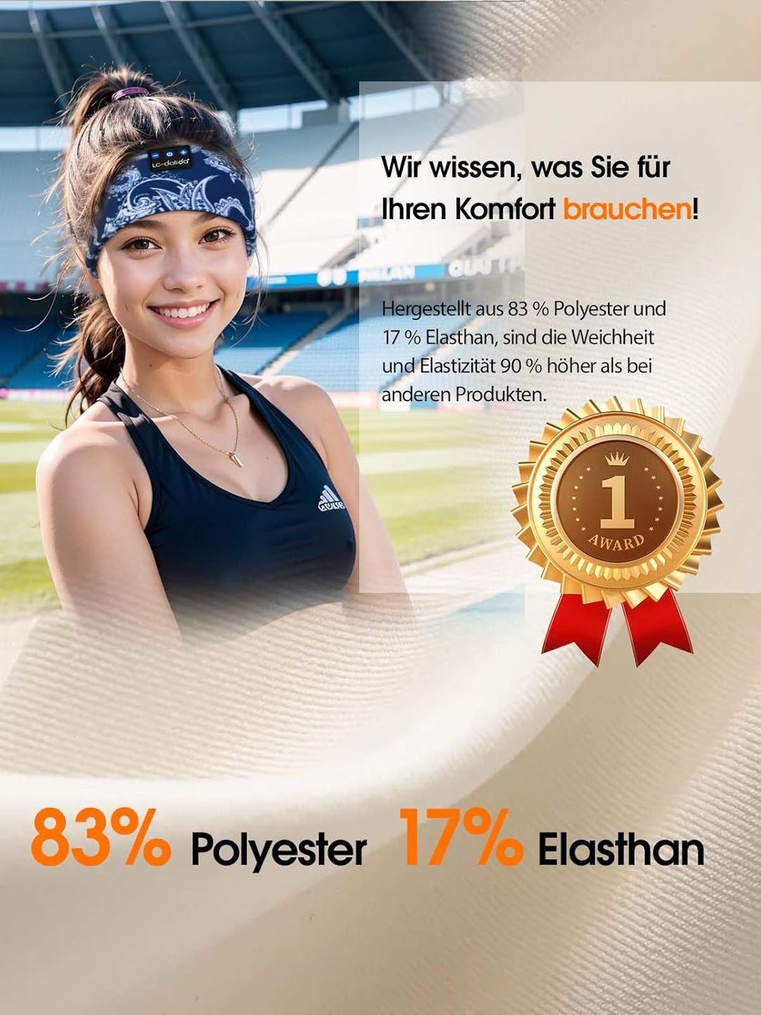 LC-dolida Schlafkopfhörer Bluetooth Schlafen Kopfhörer, Kabellos Sport-Kopfhörer Stirnband 15+ Stund