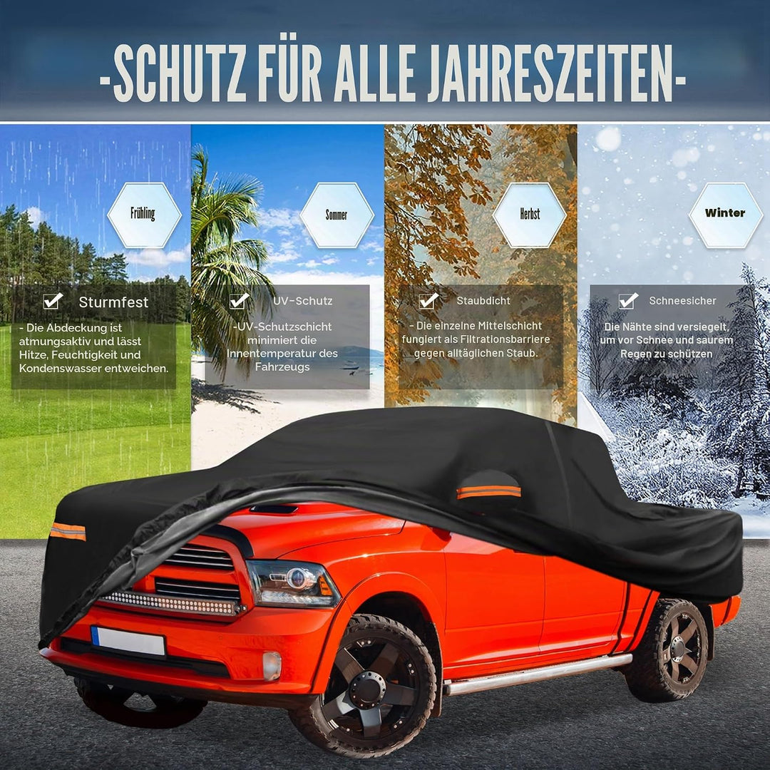 X Autohaux, Autoabdeckung für Dodge Ram Crew Cab aus 210D-PU für den Aussenbereich – vollständige Au