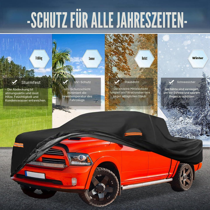 X Autohaux, Autoabdeckung für Dodge Ram Crew Cab aus 210D-PU für den Aussenbereich – vollständige Au