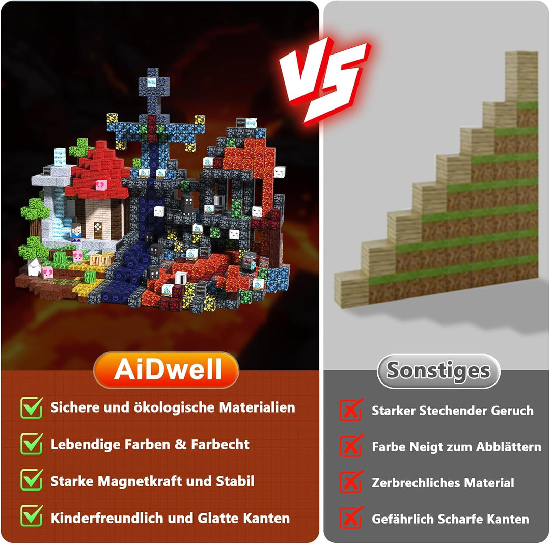 Magnetbausteine 150 Stück, 3D Pixel Magnetische Fliesen, STEM Bildendes Bauspielzeug, Sichere Glatte