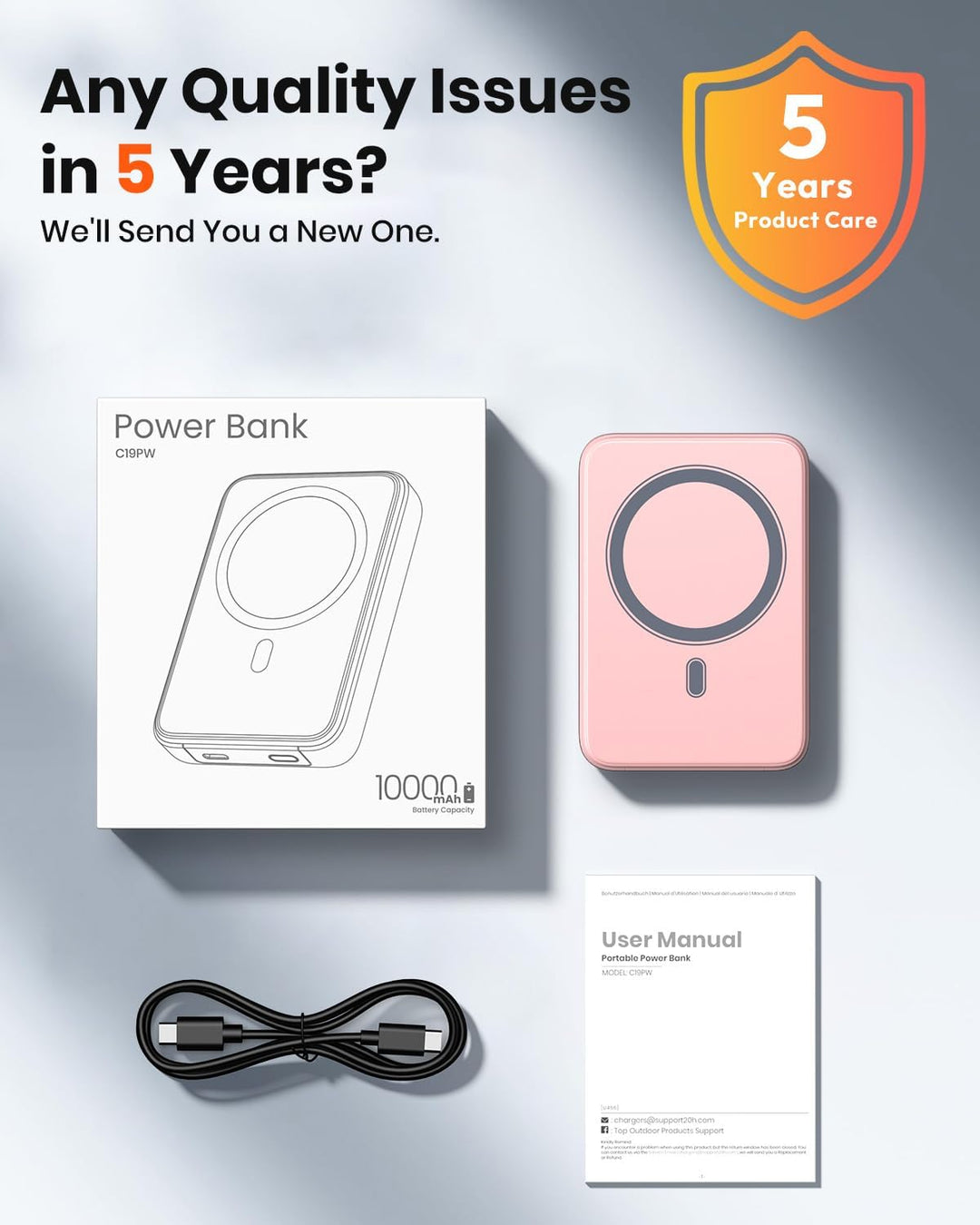 A ADDTOP Magnetic Power Bank 10000mAh- 20W Schnelllade iPhone Ladegerät for Magnetisch, UltraSlim Wi
