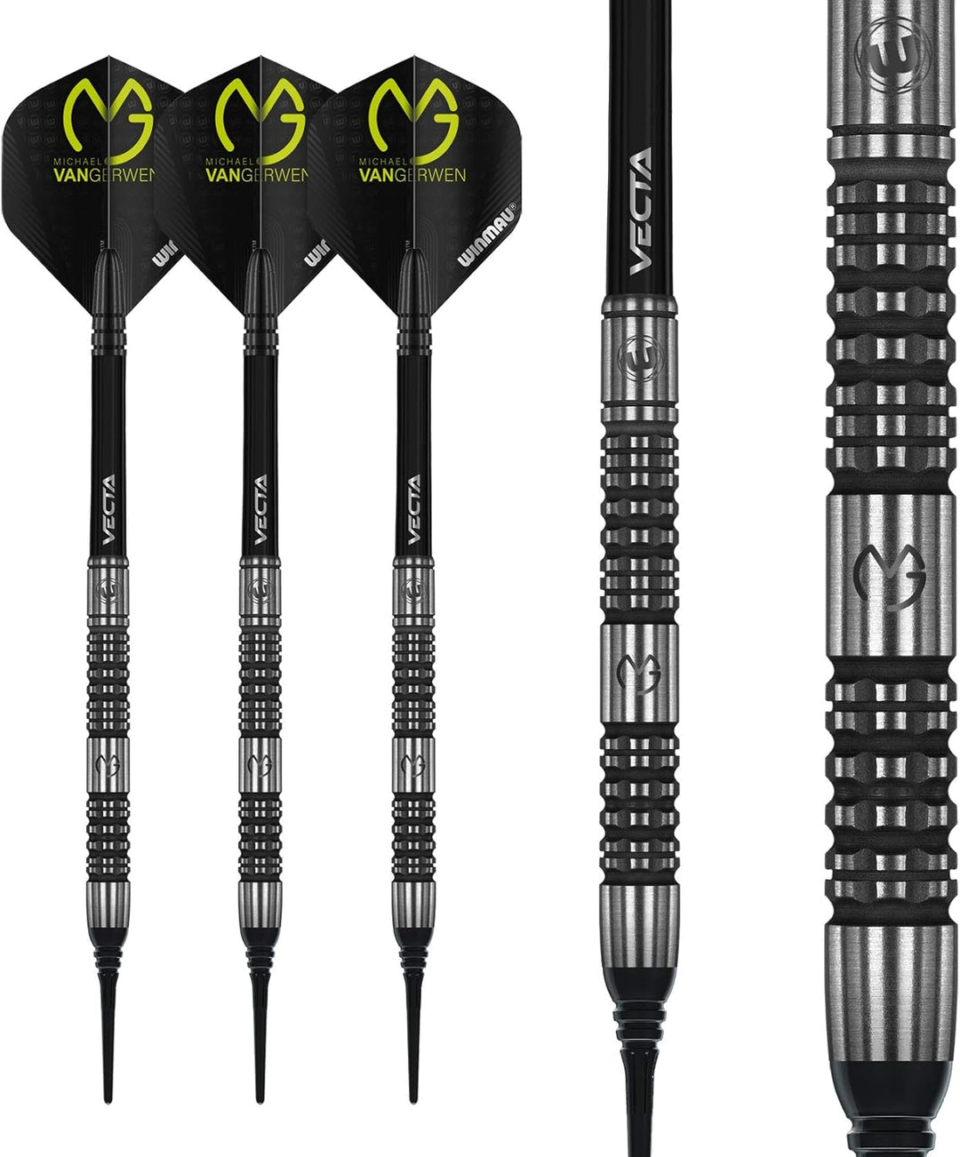 WINMAU Michael Van Gerwen MvG Absolute 22g Profi Wolfram Softip Dartpfeile Set mit Flights und Schäf