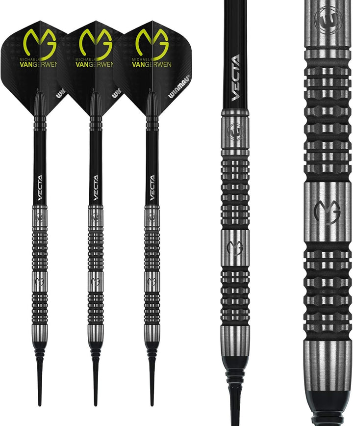 WINMAU Michael Van Gerwen MvG Absolute 22g Profi Wolfram Softip Dartpfeile Set mit Flights und Schäf