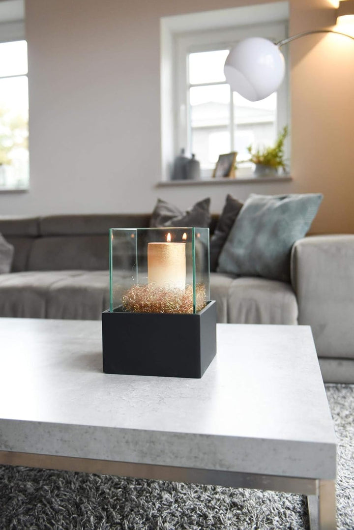 Deko-Windlicht Kerzenhalter viereckig CANDELITA - Schwarz Matt 20x20x29 20x20x29 Schwarz Matt, 20x20