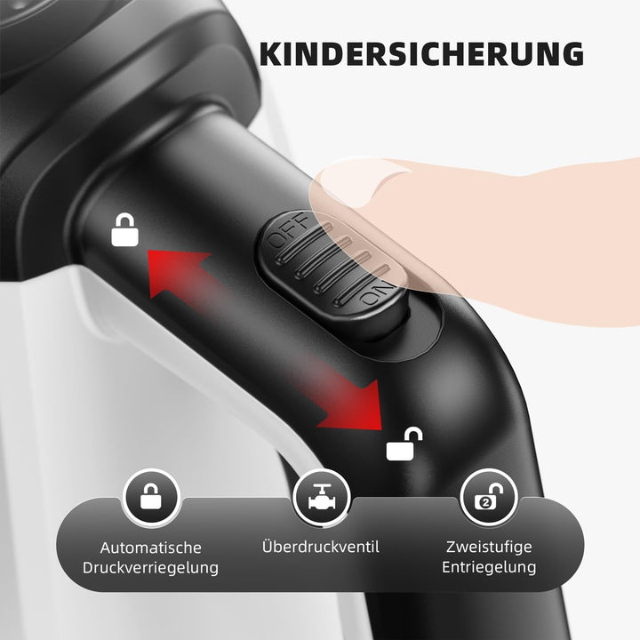Dampfreiniger, 1200W Hochdruck-Dampfreiniger Handgerät für alles Weiss, Weiss