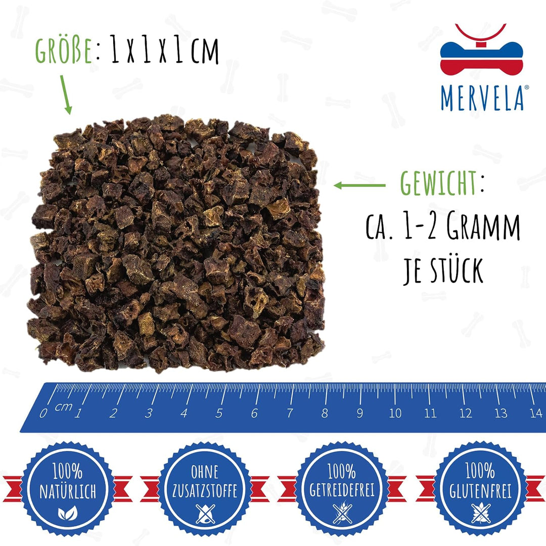MERVELA® Leckerli Rinderlunge | 300 g | getrocknete Lunge für Hunde | für Training &amp; Belohnung | Kau