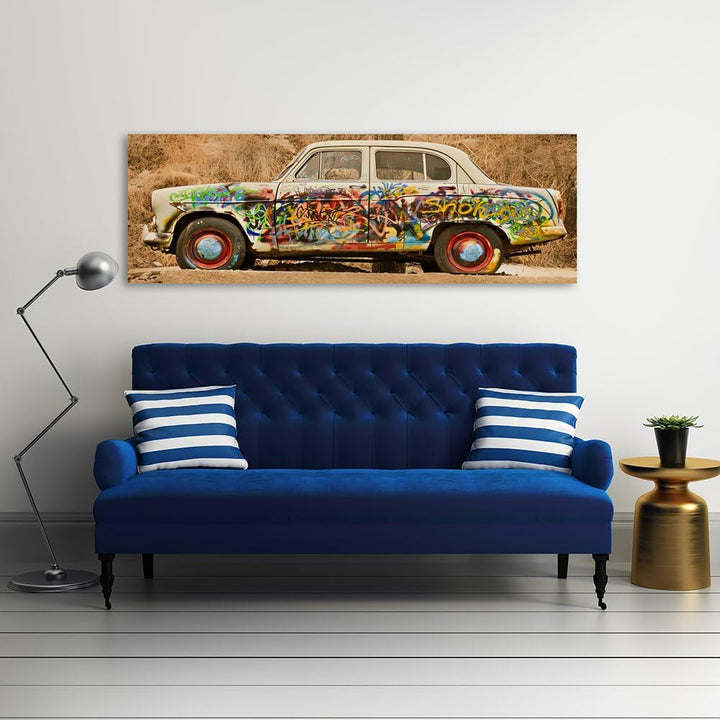 Feeby Frames, Leinwandbild, Bilder, Wand Bild, Wandbilder, Kunstdruck 40x100cm, Auto, Transport, Gra