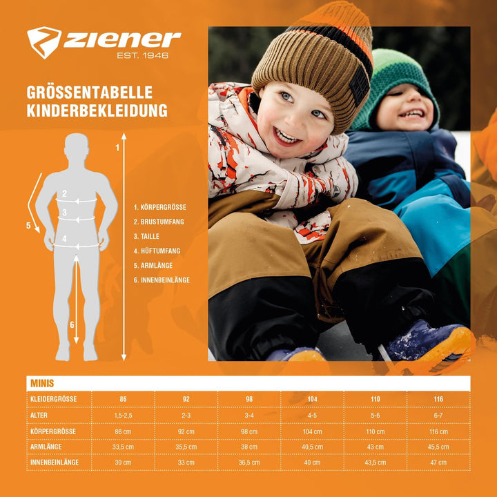 Ziener Unisex Baby Anup Schneeanzug/Skioverall | wasserdicht, winddicht, warm (1er Pack) 104 tie dye