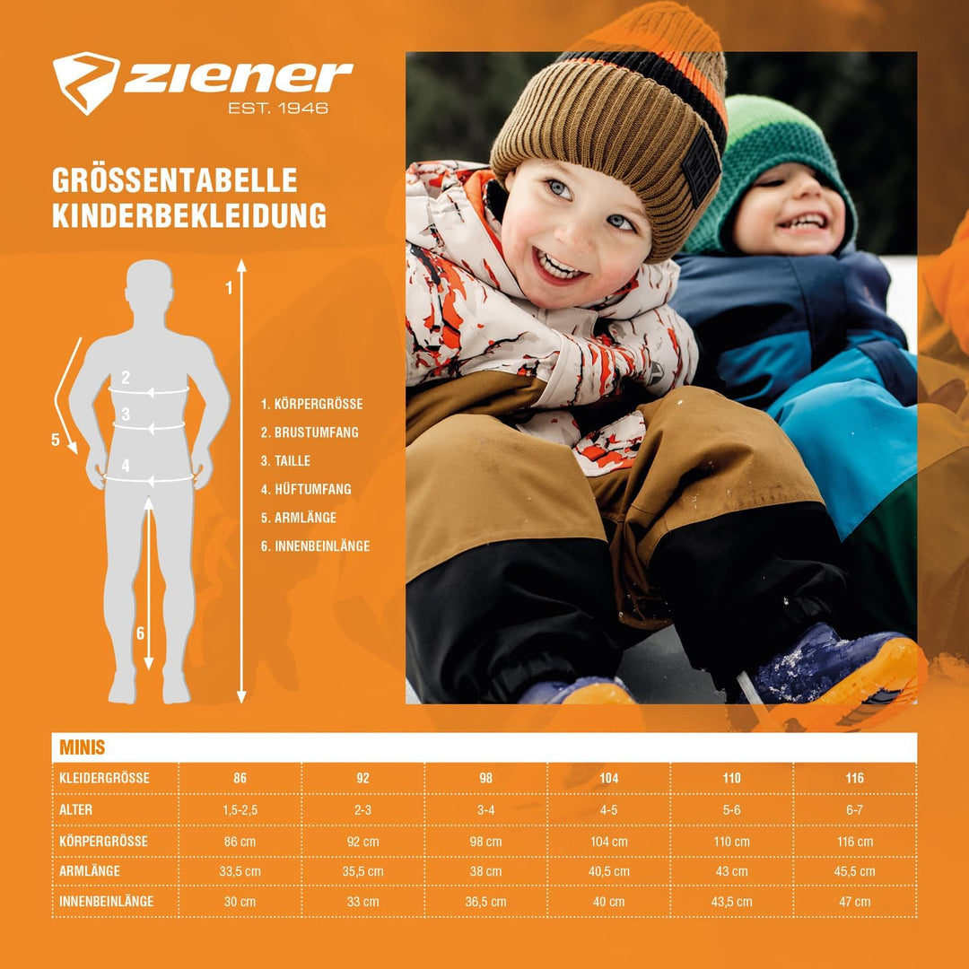 Ziener Unisex Baby Anup Schneeanzug/Skioverall | wasserdicht, winddicht, warm (1er Pack) 86 eucalypt