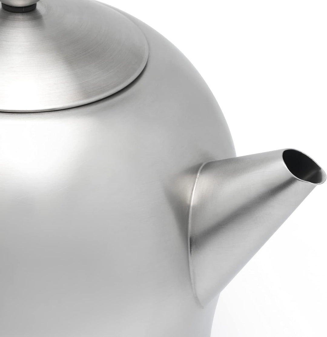 grosse runde doppelwandige XL Edelstahl Teekanne 2.0 Liter Matt 2,0 L, Matt 2,0 L