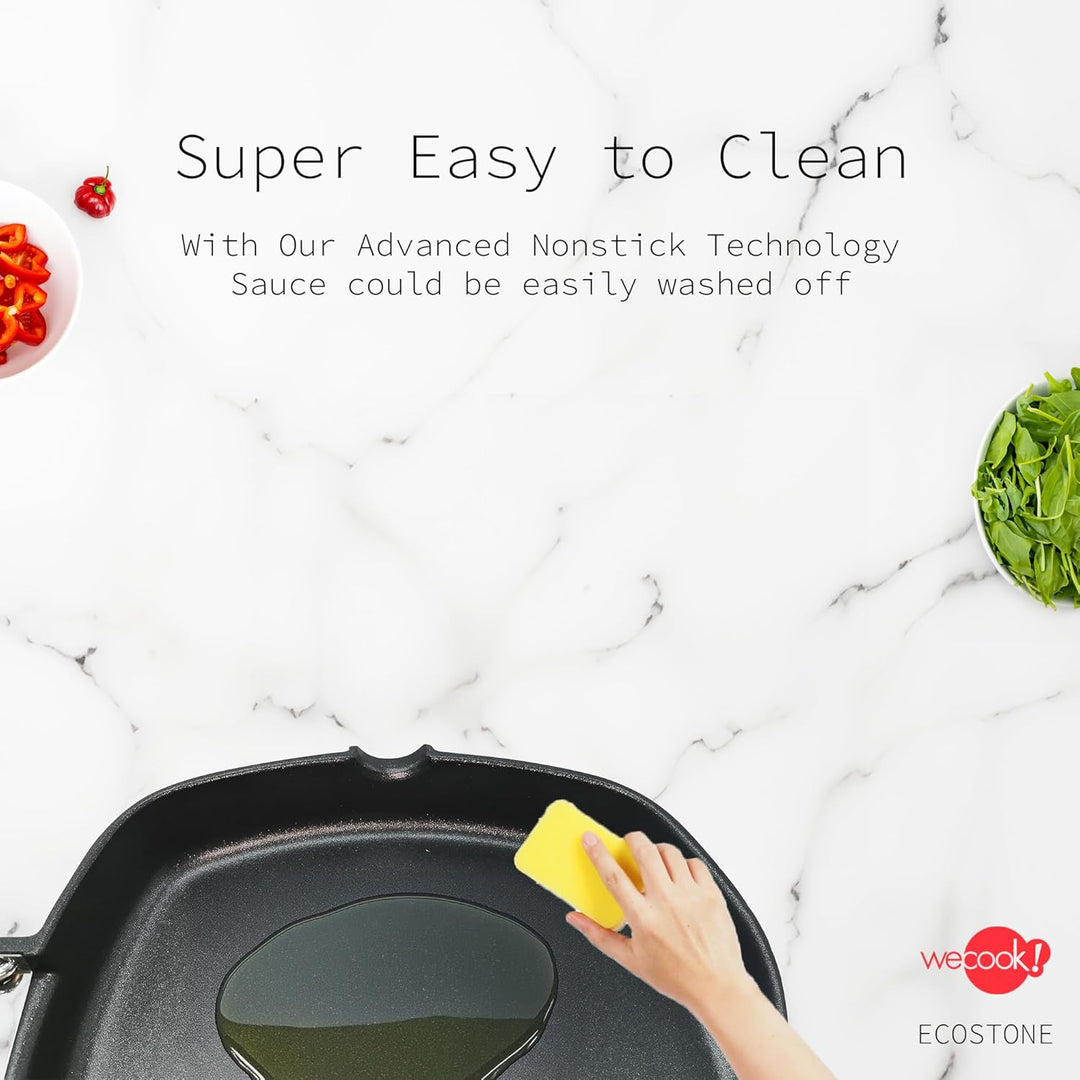 WECOOK! Ecostone Grillpfann Induktion Glatter, 28 x 28 cm, Antihaftbeschichtung ILAG Ökologisch PFOA