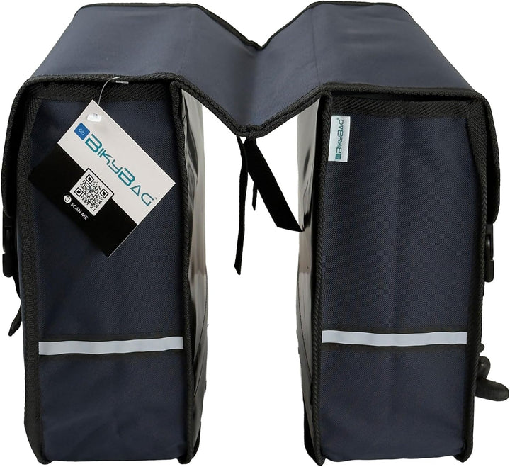 BikyBag Classic Doppel-Fahrradtasche, 2x13L Gepäckträgertasche, Wasserabweisend, mit Reflektoren (Du
