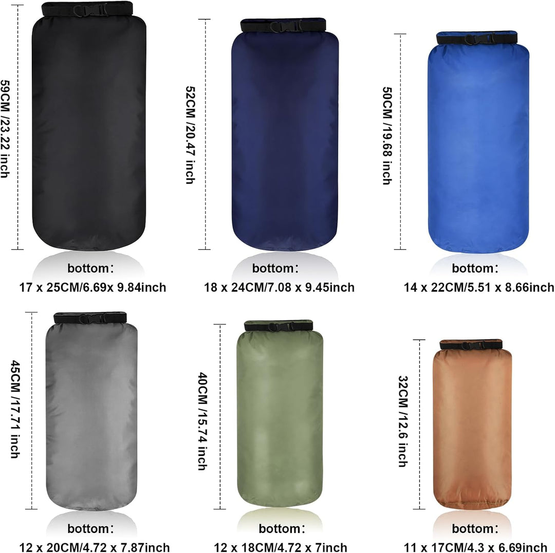6 Stück wasserdichte Trockenbeutel Set Trockensack Leicht Luftdicht Packsack Set 20 L 15 L 10 L 8 L