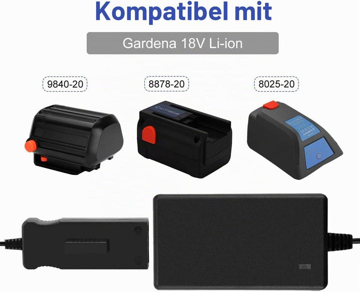 Exmate 18V Ladegerät für Gardena 9840-20 8878-20 8025-20 18V Lithium Akkus (Nicht für NI-MH/NI-Cd Ak