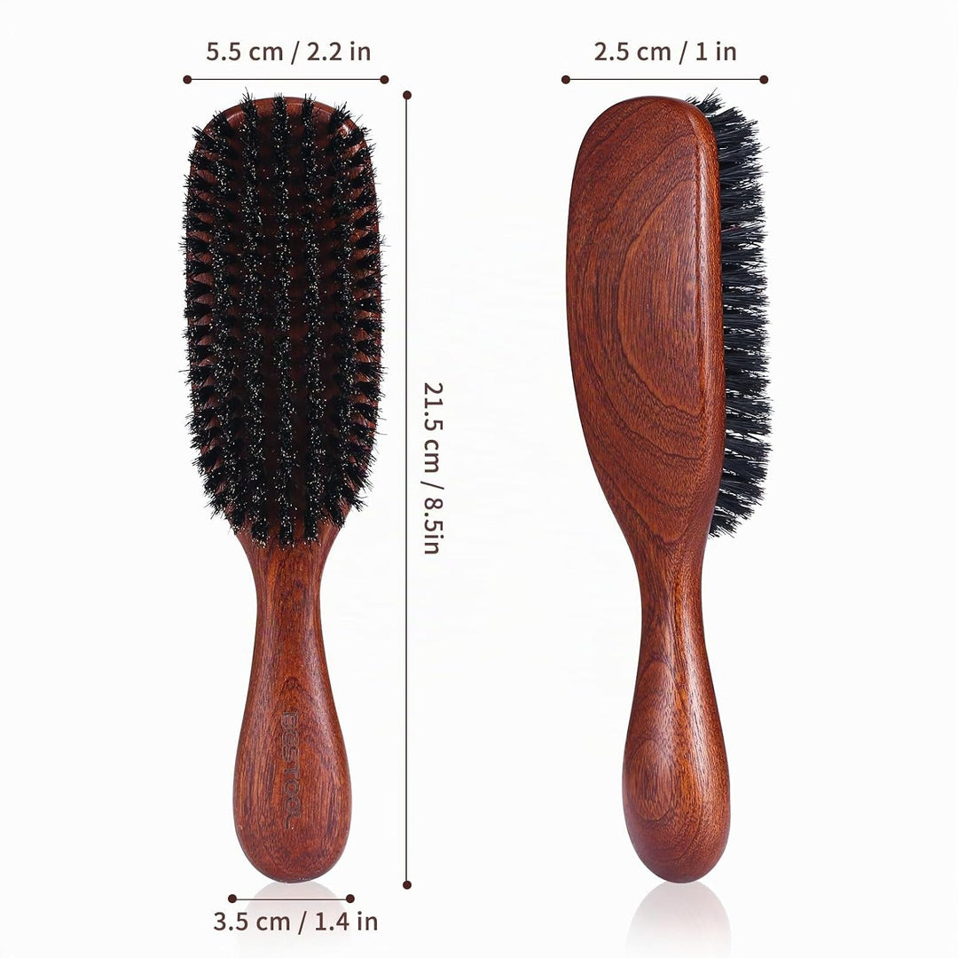 BESTOOL Haarbürste, Wildschweinborsten Bürste für Damen Herren, Naturborsten Bürste für dünnes, fein