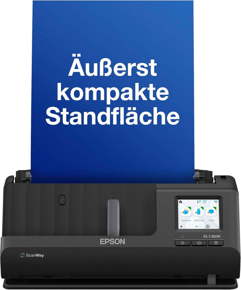 Epson Netzwerk Scanner ES-C380W, kompakter A4 Business Scanner mit geringem Stromverbrauch, Duplex-E