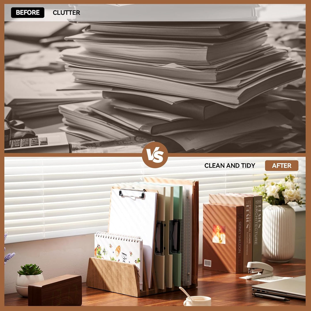 KIRIGEN Desktop File Document Holder Stand 7 Slots Mail Paper Organizer Desk Sorter Holder for File
