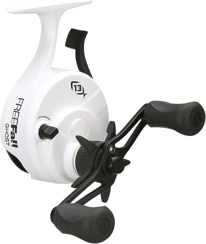 13 FISHING - Freefall Ghost Patriot Edition – Inline-EIS-Angelrolle Weiss Rechtshänder-Rückholung, W