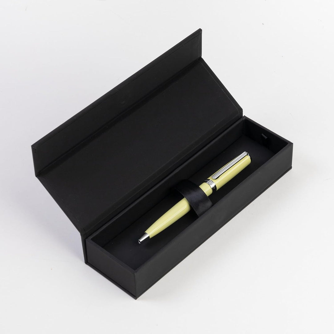 Hugo Boss Gear Icon Kugelschreiber aus Messing mit Chrome Beschichtung in der Farbe Yellow, Masse: 1