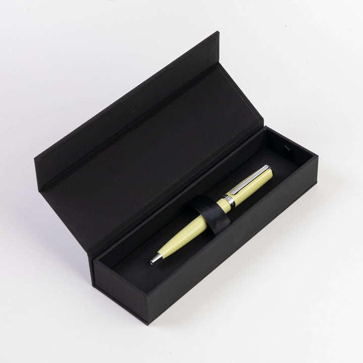 Hugo Boss Gear Icon Kugelschreiber aus Messing mit Chrome Beschichtung in der Farbe Yellow, Masse: 1