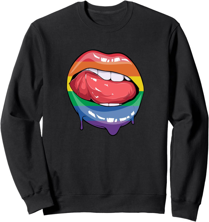 Bunter Kussmund Regenbogen Schwul Lesbisch LGBT Kiss Pride Sweatshirt