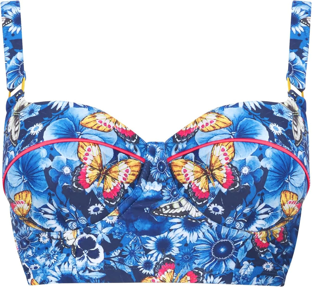 Joe Browns Damen Mix and Match Bikinioberteil im Retro-Stil, Langärmelig Bikini 34 Aqua Multi, 34 Aq