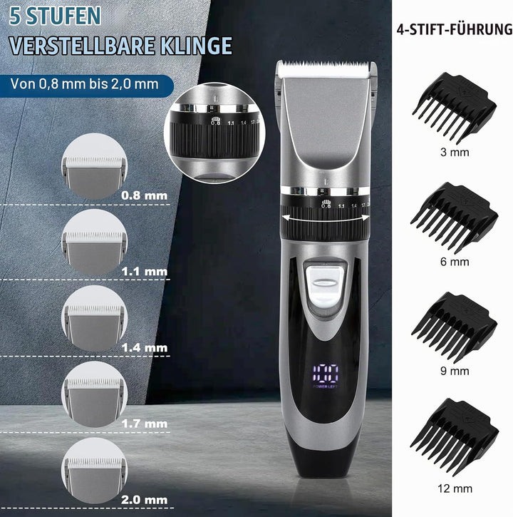Cozary Haarschneidemaschine, Barttrimmer Herren Profi, Bartschneider Herren, USB aufladen mit LED-An