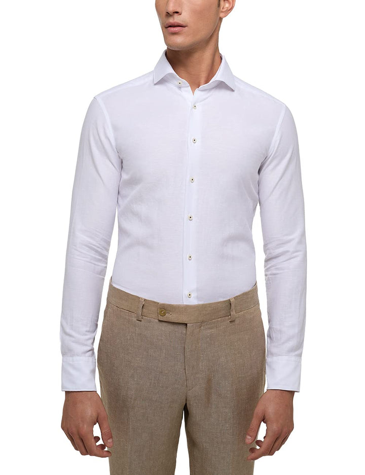 eterna Herren Linen Shirt Slim FIT 41 Kragen / 67 Ärmel Weiss, 41 Kragen / 67 Ärmel Weiss