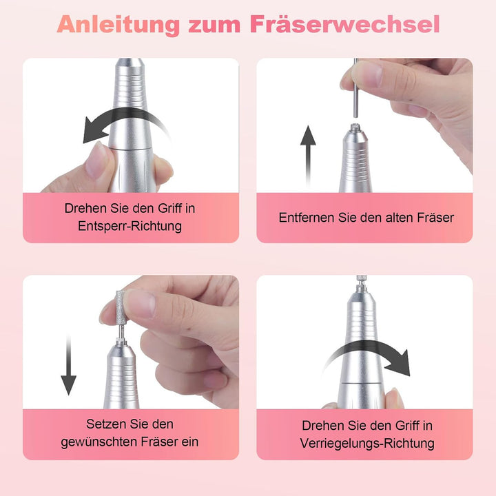 Nagelfräser 45000 U/min Professionell, 11-in-1 nagelfräser für gelnägel Set mit LCD-Display, Nagelfe