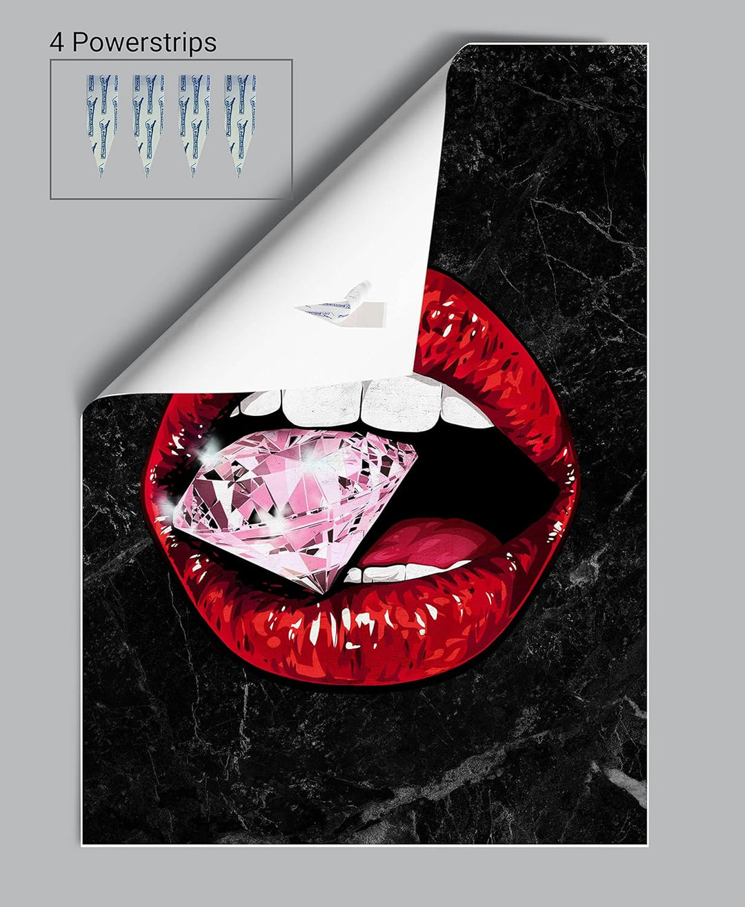 wandmotiv24 Poster als Wanddeko, Grösse Din A0, Diamant im Mund, Marmor, Frau, Frauen Lippen Motive,