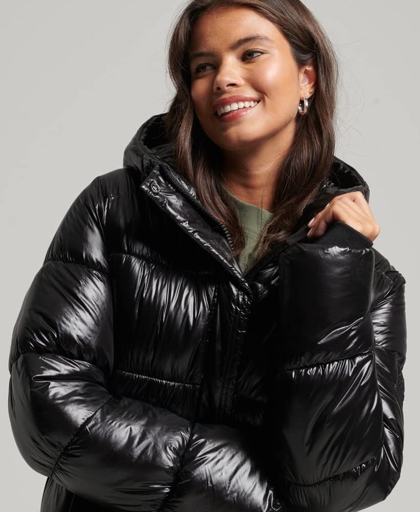 Superdry Damen Langer XPD Sports Steppmantel Schwarz 44