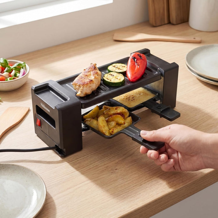 Tristar Raclette-Mini-Grill, 400 W, Für 2 Personen, Kompaktes Design Mit Antihaftoberfläche, Gleichm