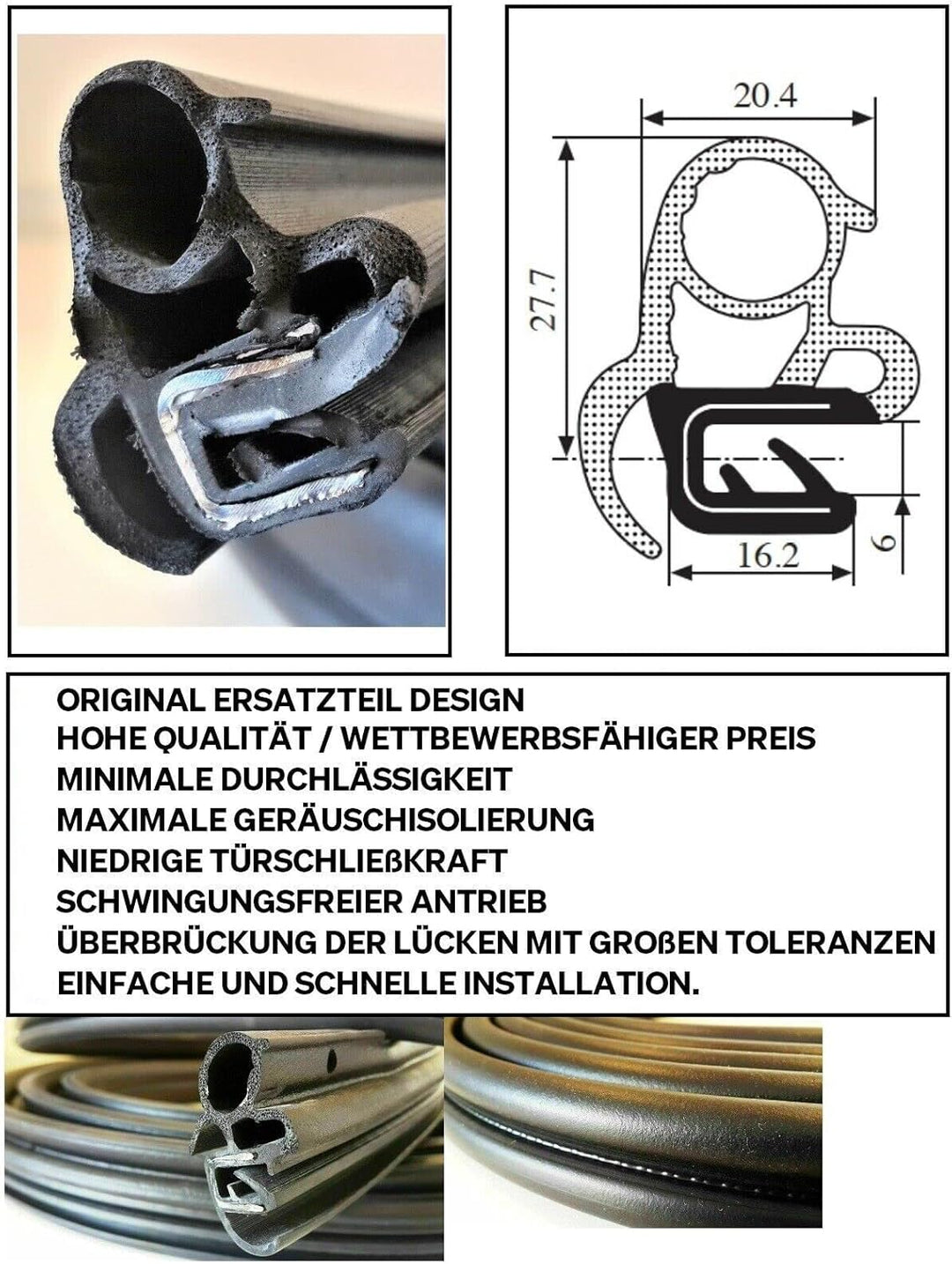LLS-GERMANY Schiebetürdichtung Dichtung Kompatibel mit V.W. T4 Transporter BUS MULTI Gummidichtung 1