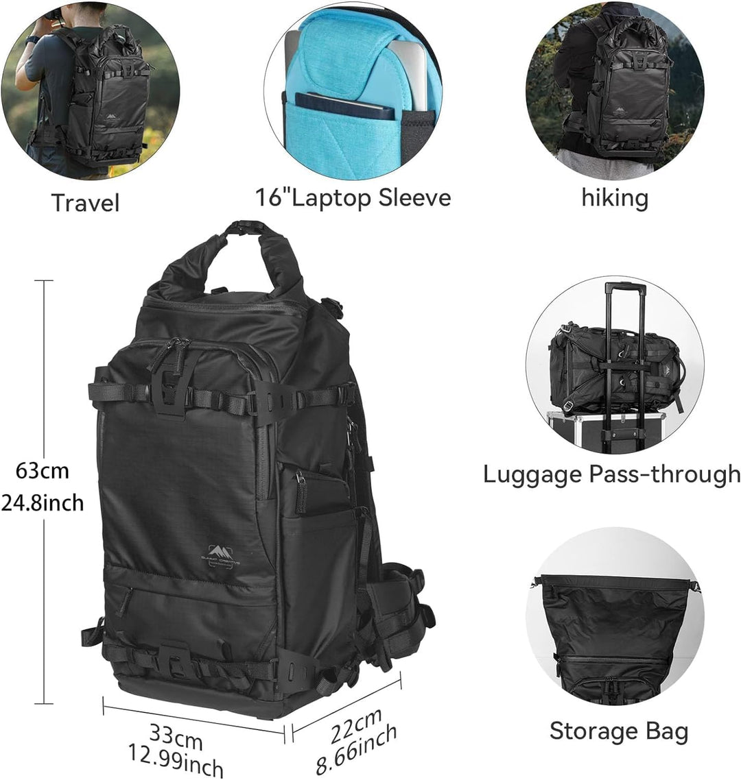 Summit 40L–50L Wasserdichter Rucksack – Kameratasche-Set mit Einsatz für DSLR/SLR/Spiegellose Kamera