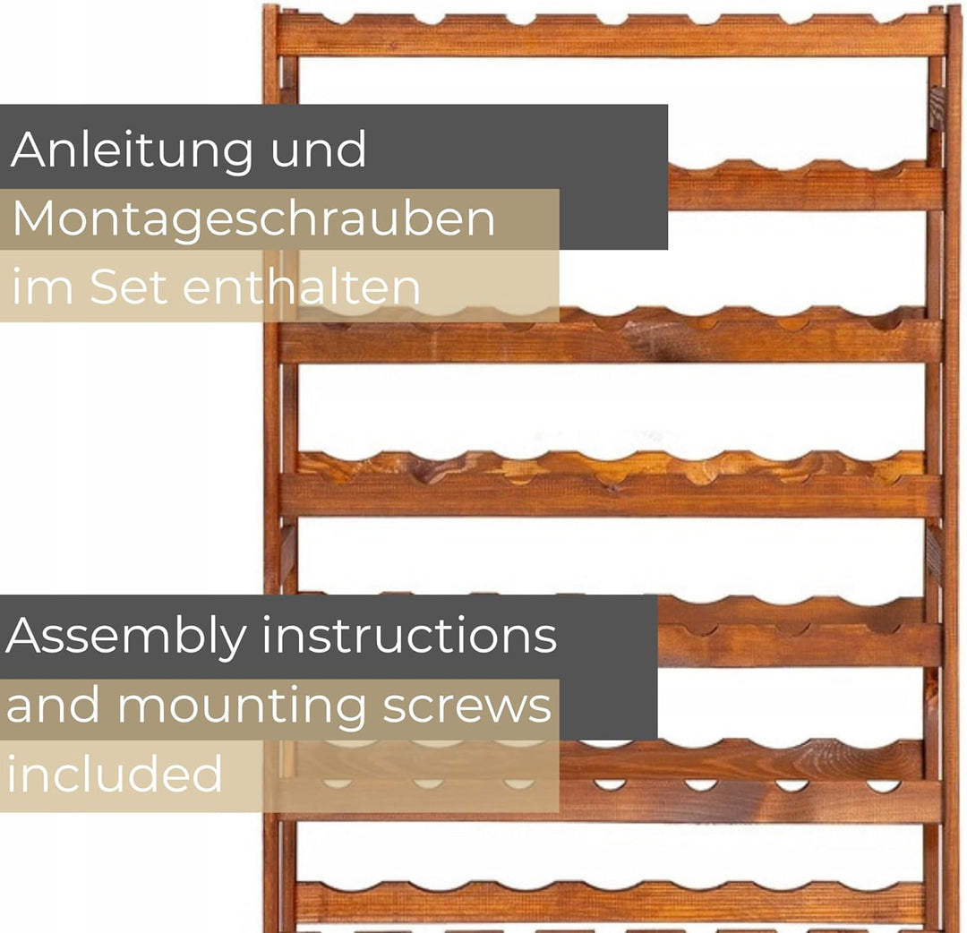 Weinregal Holz 56 Flaschen Braun 72,5x118x25 cm Wine Rack Regal Flaschenregal Weinflaschenregal Getr