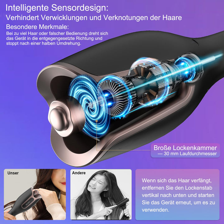 BUJIYI Lockenstab Automatisch,Lockenstab Grosse Locken,Automatischer Lockenstab mit 4 Einstellbare T
