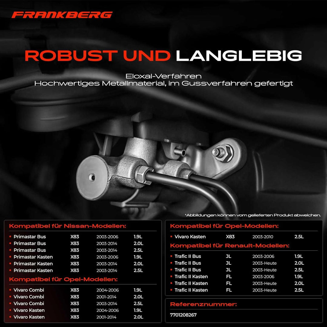 Frankberg Hauptbremszylinder Kompatibel mit Vivaro A E7 X83 2001-2014 Vivaro J7 F7 2001-2014 Trafic