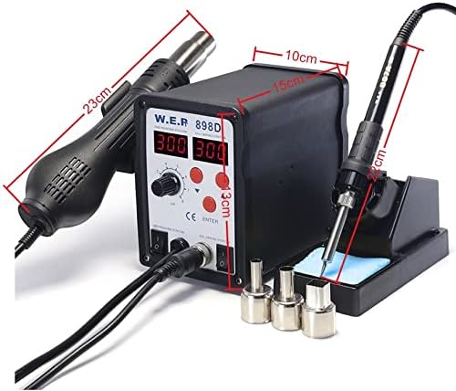 Lötstation Lötkolben Reichweit 898D 2IN1 LCD ESD SMD Lötmaschine 700W Leistungsstarke Heissluft-Rewo