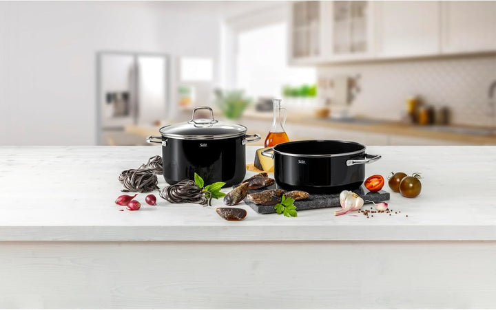 Silit Elegance Line Topfset Induktion 4-teilig, Kochtopf Set mit Glasdeckel, Silargan Funktionskeram
