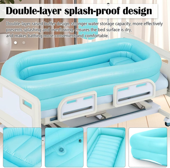 Aufblasbare Badewanne, Aufblasbares Badewannen-Duschset mit Wasserbeutel & Luftpumpe für Behinderte,