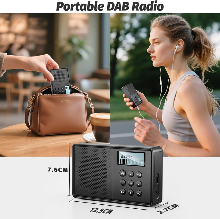Arafuna DAB Plus Radio mit 40 Voreinstellungen, DAB Radio mit Bluetooth, 2200mAh Digitalradio, Dual